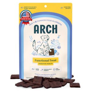 arch digestive health dog treats | prebiotic/probiotic, hypoallergenic, made in the usa, gluten-free, eco-friendly | high protein, natural high value | gut and stomach relief and support