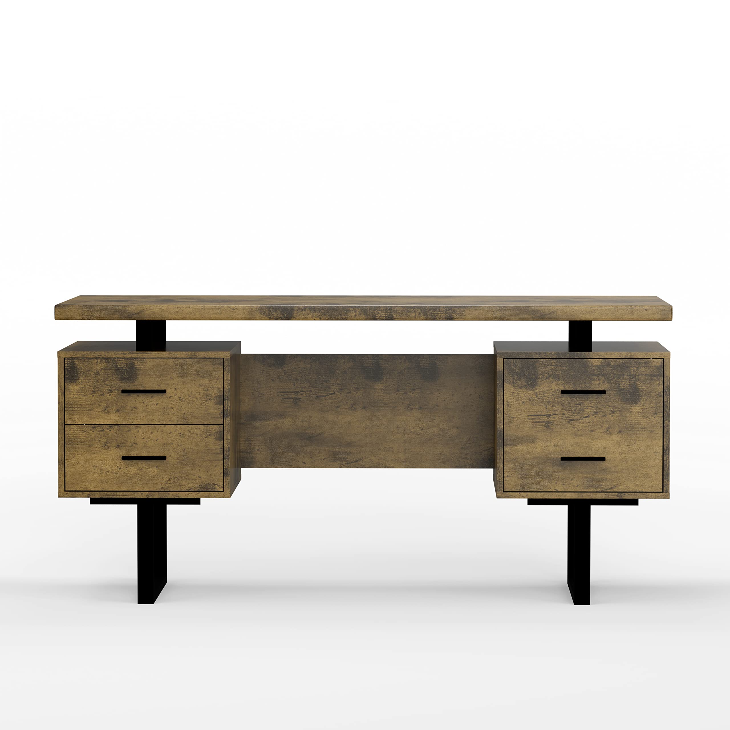 60'' Mariposa Home Office Computer Desk - Reclaimed Brown Top, Reclaimed Brown Body, Black Metal, Black Hardware