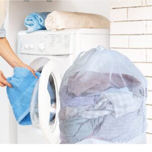 36" x 24" Heavy Duty Polyester Laundry Bag Mesh Laundry Bag Laundry Hamper Liner (White, 1 Piece)