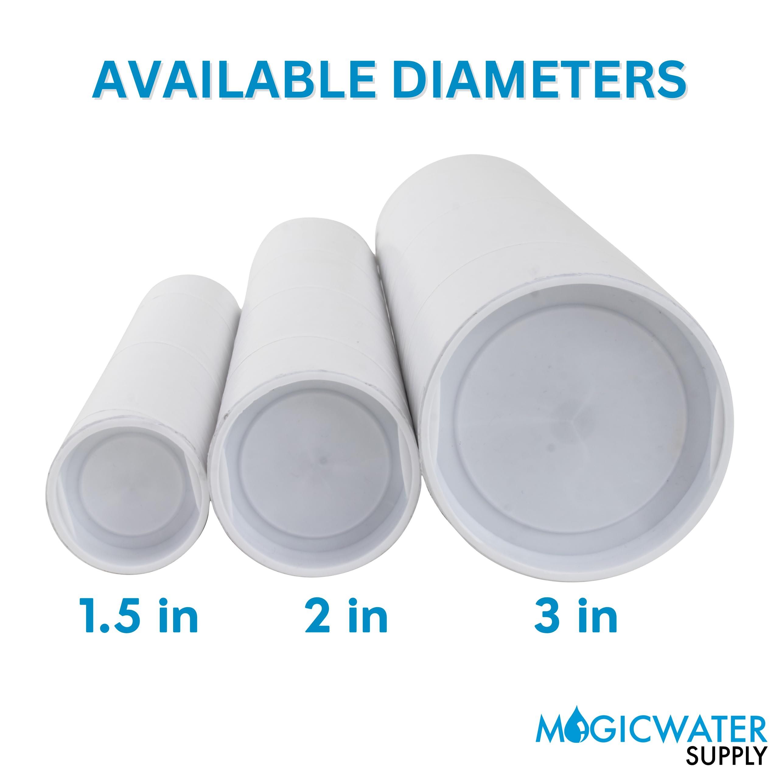 MagicWater Supply Mailing Tube - 1.5 in x 9 in - White - 12 Pack - for Shipping and Storage of Posters, Arts, Crafts, and Documents