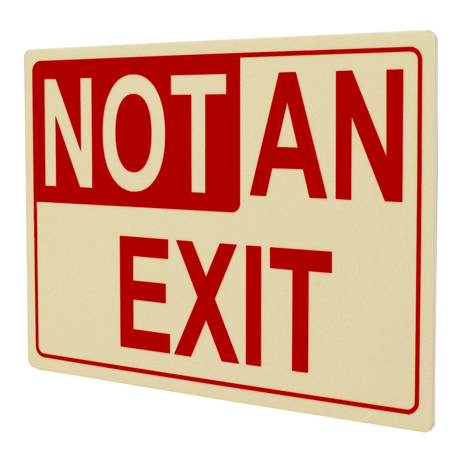 LFI Lights | Red Aluminum Photoluminescent 'NOT AN EXIT' Sign | Full 3M Self-Adhesive Back | Glow in the Dark Egress Sign | PTM-NOEX-AL