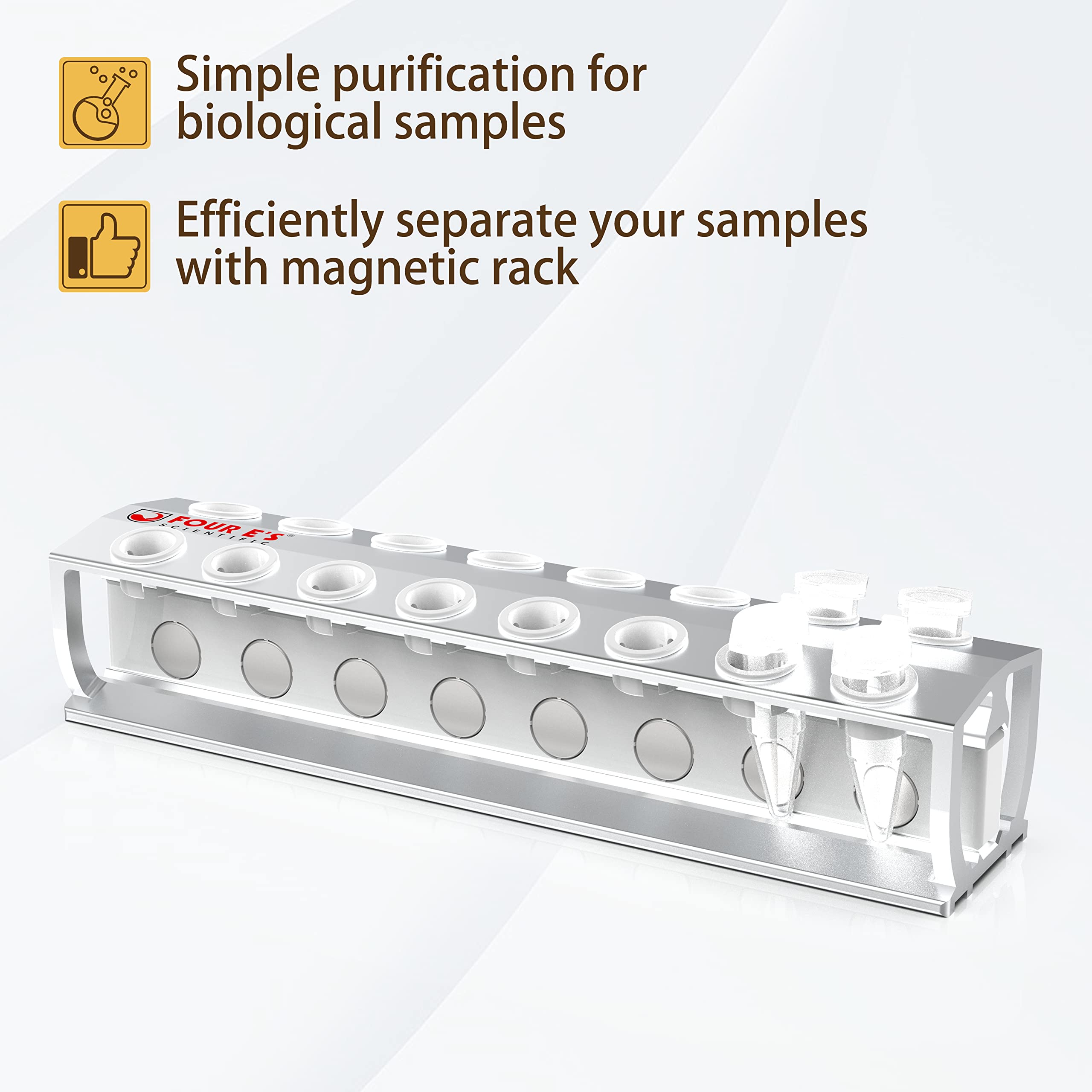 4E's USA Magnetic Bead Rack Separator for DNA - Magnetic Separator for Purification of DNA, RNA Holds 16 (1.5 mL) Eppendorf Tubes, Microcentrifuge Tubes - Model MRK100216