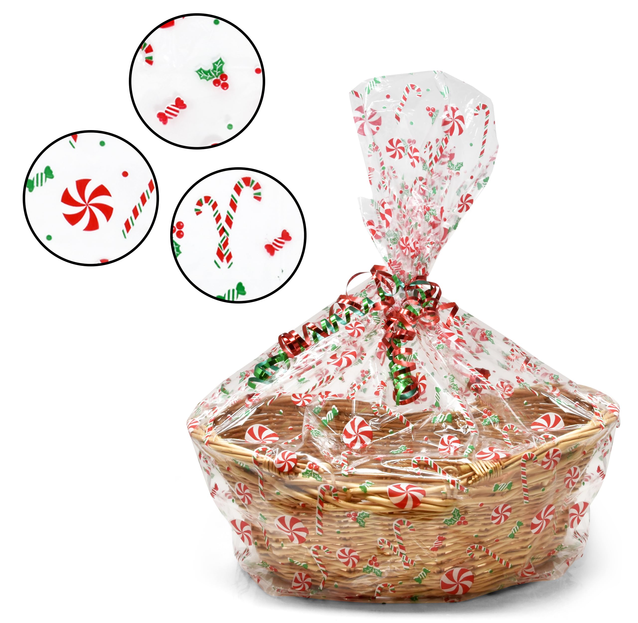 Gift Boutique Plastic Jumbo Christmas Cellophane Basket Bags with Twist Ties Pack of 24 Christmas Cookie Tray Cello Bags for Holiday Goody Party Favor Gift Wrapping Bags 24" x 30"