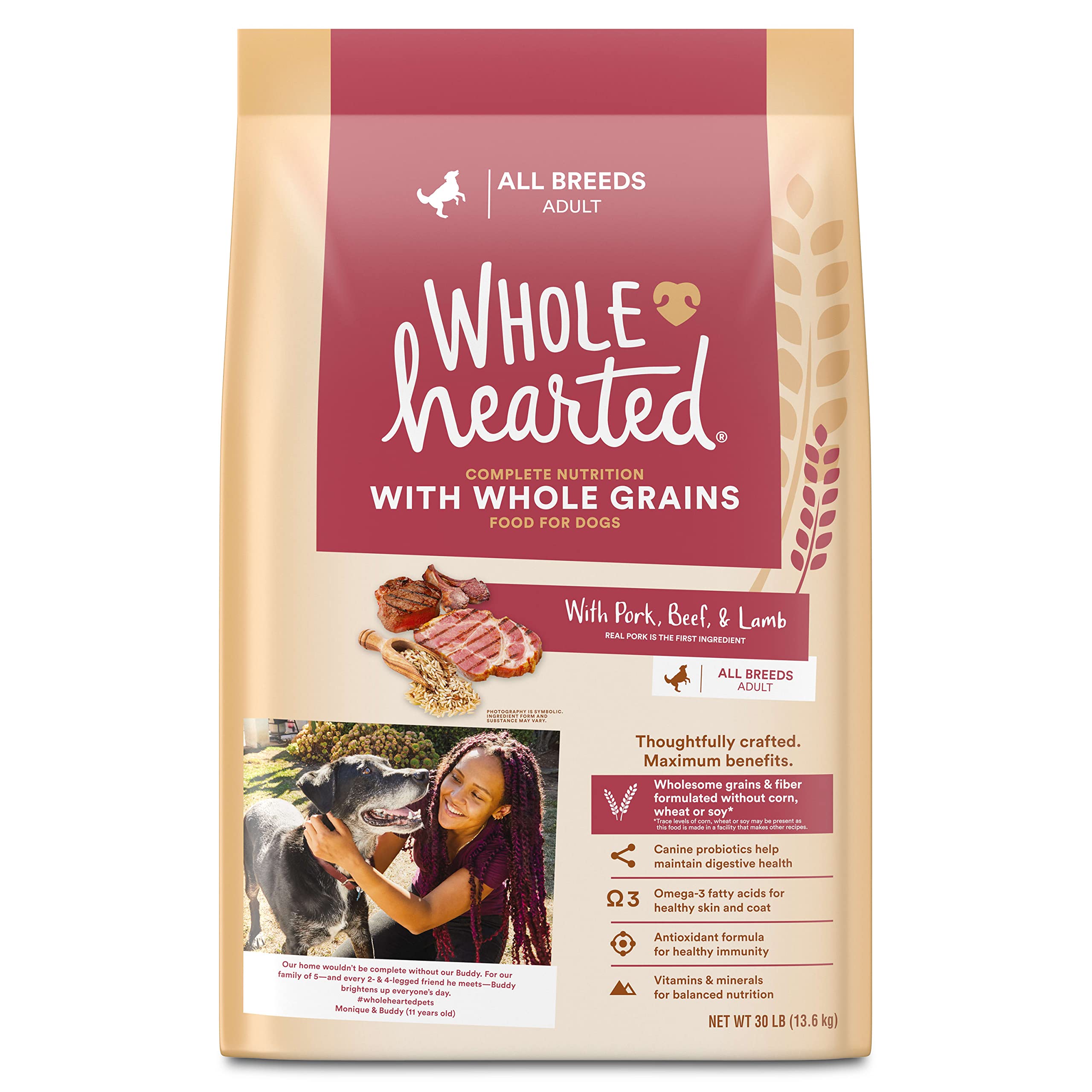 WholeHearted Whole Grains with Pork Beef & Lamb Dry Dog Food 30 lbs.