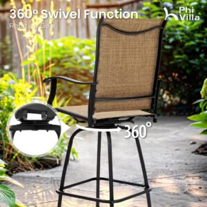 PHI VILLA 7 Piece High Patio Bar Dining Set, Bar Height Outdoor Table and Chairs Patio Furniture Set with 6 Patio Swivel Bar Stools & 40" Table for Garden, Yard and Terrace