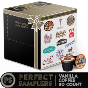 Perfect Samplers French Vanilla Coffee Pods Variety Pack, Medium Roast Coffee for Keurig K Cups Machines, Vanilla Coffee Pods Sampler, 30 Count