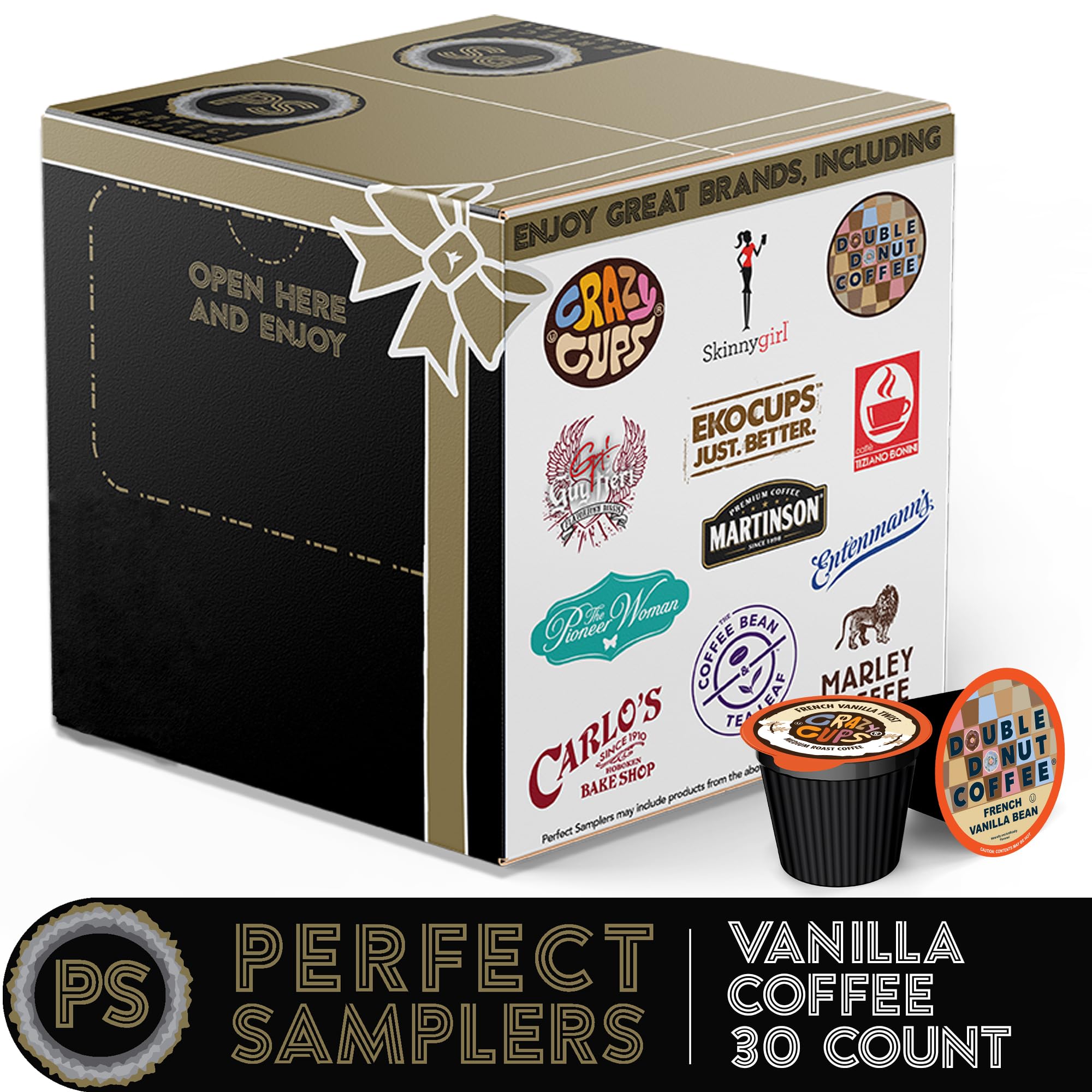 Perfect Samplers French Vanilla Coffee Pods Variety Pack, Medium Roast Coffee for Keurig K Cups Machines, Vanilla Coffee Pods Sampler, 30 Count