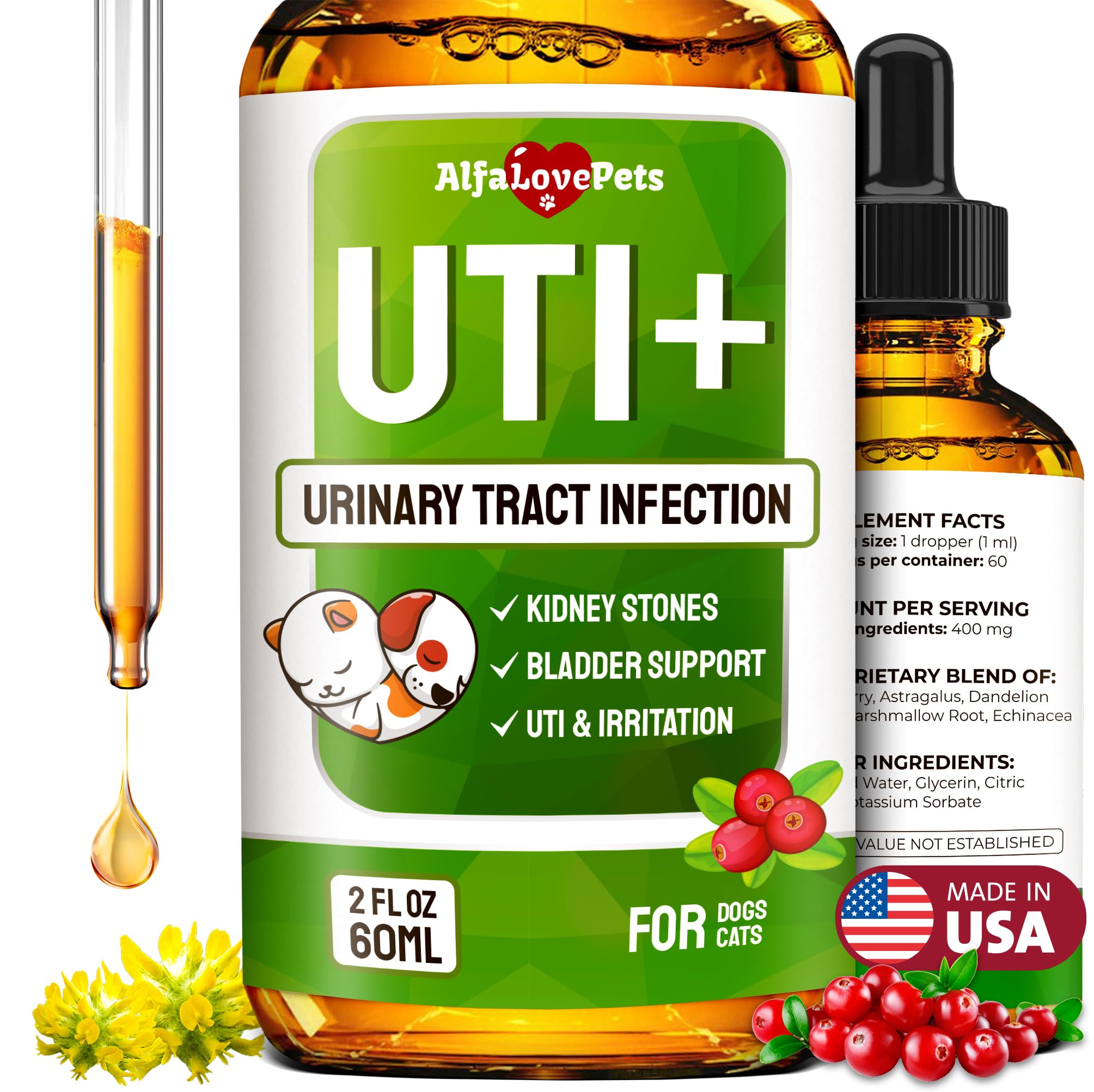 Dog UTI Treatment ✿ Cat UTI Remedy ✿ Dog Urinary Tract Infection Treatment ✿ Cat Urinary Supplement ✿ Bladder + Kidney Support for Cats & Dogs ✿ UTIs and Bladder Stones ✿ Natural Cranberry Supplement