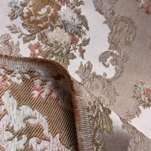 Decora Furnishings Luxurious Woven Jacquard Victorian Floral Damask Design Heavy Fabric for Upholstery Chair Window Treatment Craft - Renaissance Rococo - 54" Width - Fabric by The Yard (Peach)