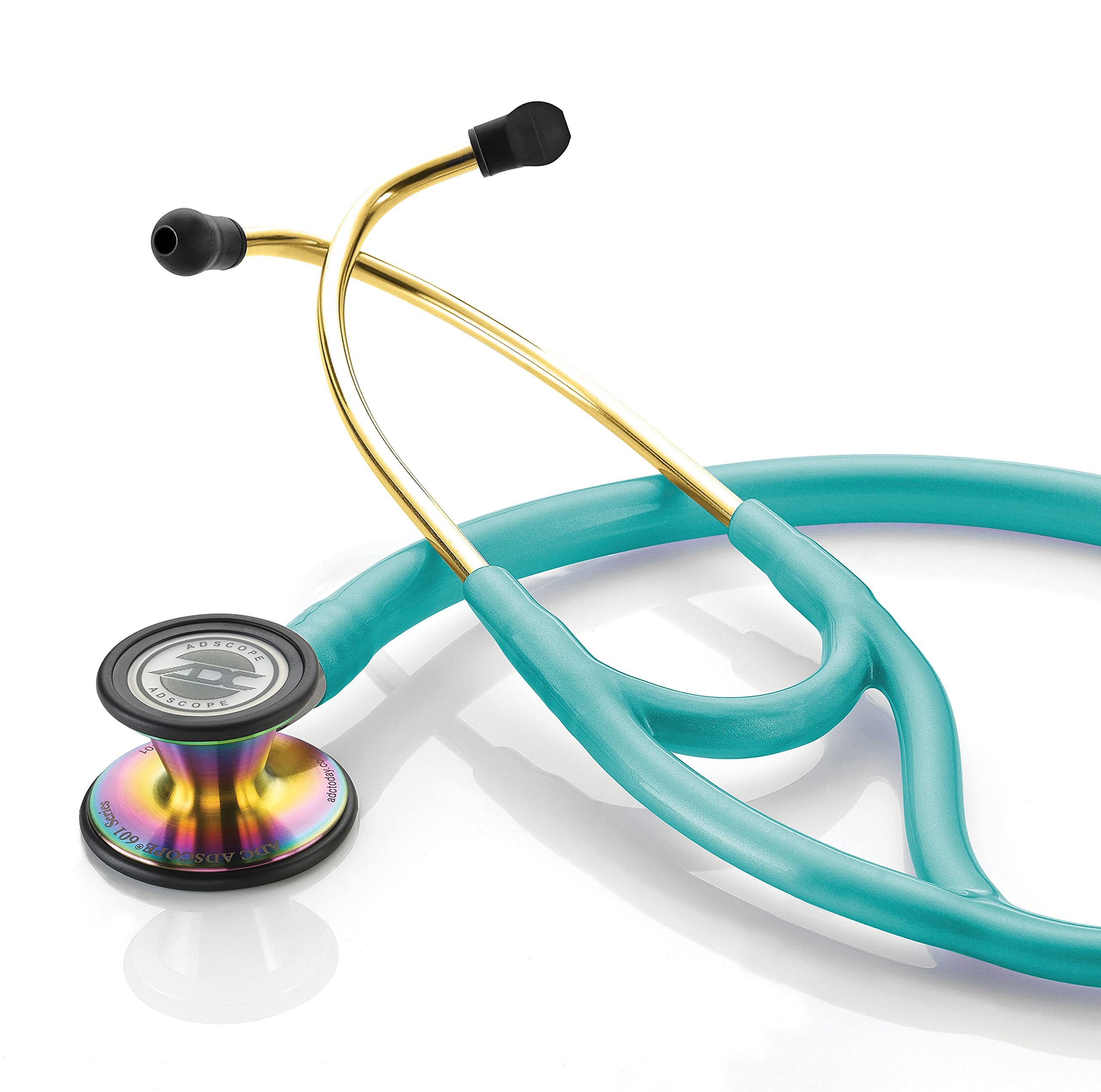 ADC Adscope 601 Convertible Cardiology Stethoscope with Tunable AFD Technology, For Adult and Pediatric Patients, Iridescent Metallic Caribbean