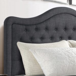 Rosevera Givana Rosever Upholstered Tufted Headboard with Adjustable Height for Bedroom, Queen, Linen Gray