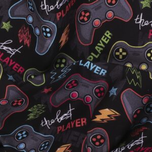 Mook Fabrics Cotton Game Controller, Black Cut by The yard