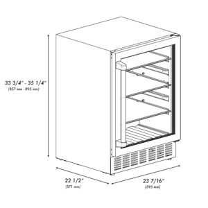 ZLINE 24" Autograph Edition 154 Can Beverage Cooler Fridge with Adjustable Shelves in Stainless Steel with Champagne Bronze Accents (RBVZ-US-24-CB)