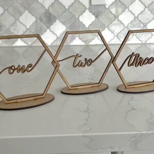 Wedding Hexagon Table Numbers,Modern Number Table Setting Signs, Number Your Table For Events And Business Use, Organize Seating (11-15 Numbers)