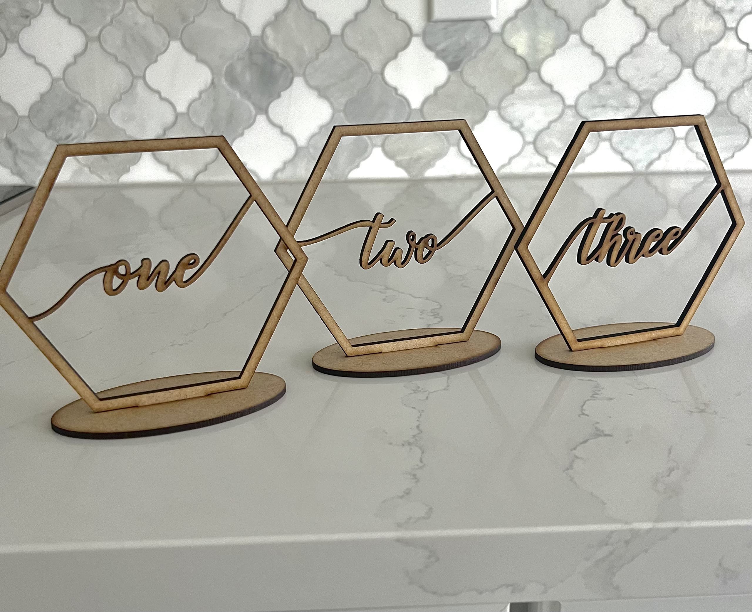 Wedding Hexagon Table Numbers,Modern Number Table Setting Signs, Number Your Table For Events And Business Use, Organize Seating (11-15 Numbers)