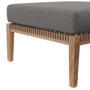 Modway Clearwater Outdoor Patio Teak Wood Ottoman in Gray Graphite