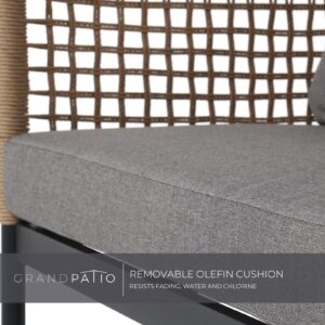 Grand patio Outdoor 4-Piece Conversation Set Rust Free Patio Furniture Set Open-Weave Wicker Olefin Modern Sofa Seating for Garden, Backyard, Balcony, Gray