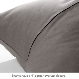 Nate Home by Nate Berkus 200TC 2-Piece Cotton Percale Duvet Cover | Crisp, Cool, Breathable Bedding Set from mDesign - Twin Size - 1 Duvet Cover/1 Pillow Sham, Charcoal (Dark Gray)