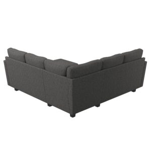 HONBAY Convertible Sectional Sofa with Storage Ottoman L Shaped Couch for Small Apartment Reversible Sectional Sofa for Living Room,Dark Grey