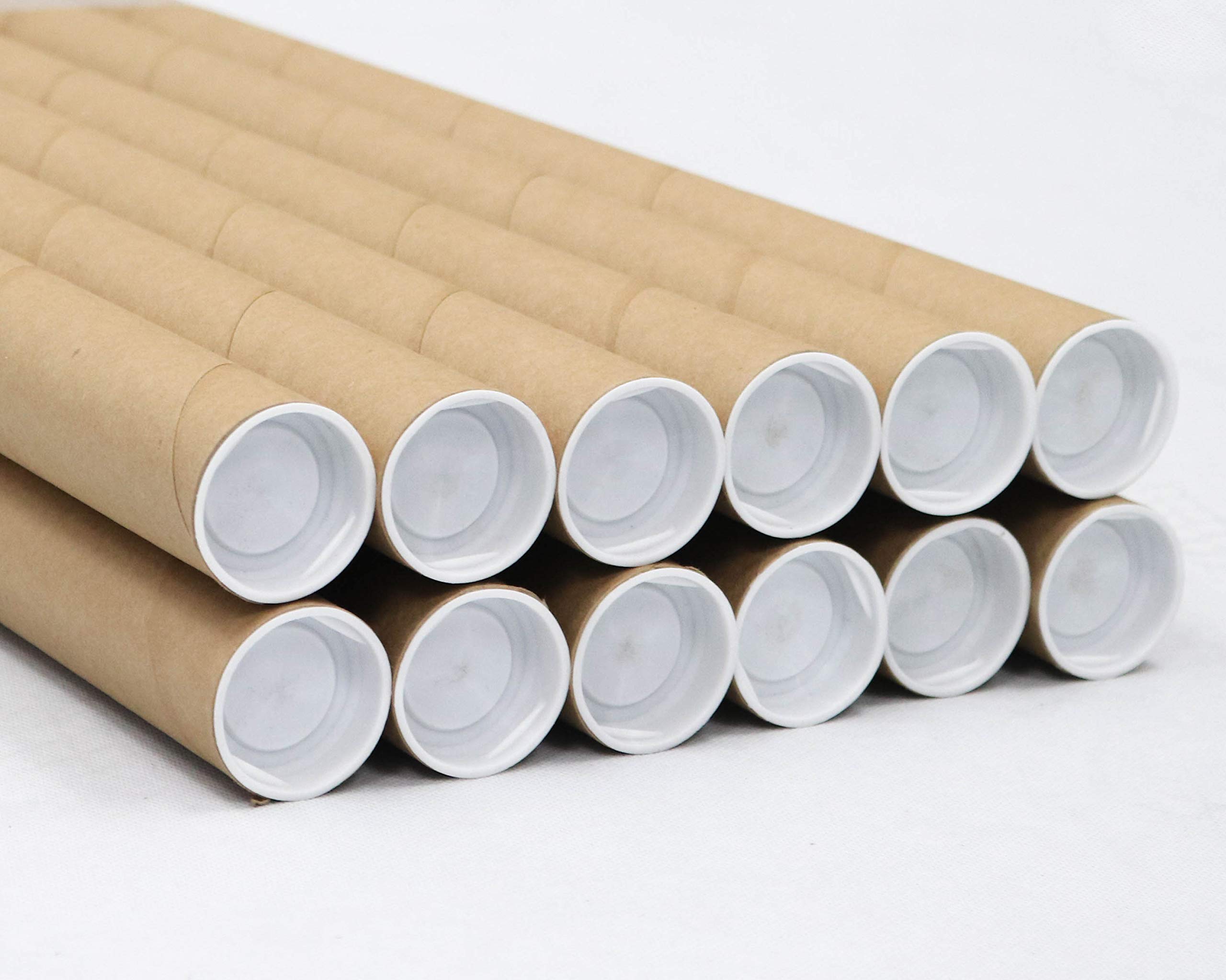 MagicWater Supply Mailing Tube - 1.5 in x 9 in - Kraft - 12 Pack - for Shipping and Storage of Posters, Arts, Crafts, and Documents