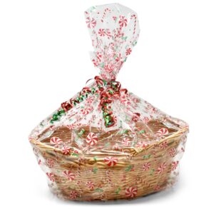 gift boutique plastic jumbo christmas cellophane basket bags with twist ties pack of 24 christmas cookie tray cello bags for holiday goody party favor gift wrapping bags 24" x 30"