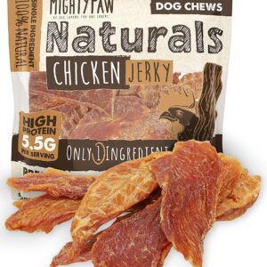 Mighty Paw Naturals Chicken Jerky for Dogs | Chicken Jerky Dog Treats for Small Dogs, Medium Pets and Large Breeds. Natural Dog Treats for Large Dogs, and Puppies. Dried Chicken Dog Jerky Treats 14 oz