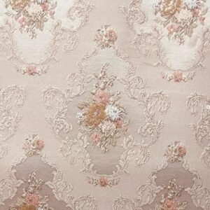 Decora Furnishings Luxurious Woven Jacquard Victorian Floral Damask Design Heavy Fabric for Upholstery Chair Window Treatment Craft - Renaissance Rococo - 54" Width - Fabric by The Yard (Peach)