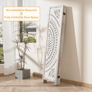 Salfanre 6 Panel Room Divider, Room Divider Screen, Room Divider Panel, Folding Screen Room Divider, 5.6 Ft, White