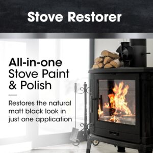 Furniture Clinic Stove Restorer | Matte Black High Heat Paint | Restores and Protects Cast Iron | For use on Log Burners, Grates, & Fireplaces | 8.5oz / 250ml