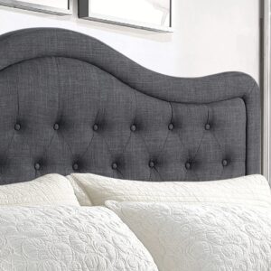 Rosevera Givana Rosever Upholstered Tufted Headboard with Adjustable Height for Bedroom, Queen, Linen Gray