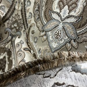 Decora Furnishings Luxurious Woven Jacquard Majestic Damask Fabric for Upholstery, Dining Chairs, Window Treatments, Crafts - Renaissance Rococo Victorian - 54" Width - by The Yard (Beige/Brown)