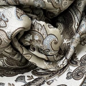 Decora Furnishings Luxurious Woven Jacquard Majestic Damask Fabric for Upholstery, Dining Chairs, Window Treatments, Crafts - Renaissance Rococo Victorian - 54" Width - by The Yard (Beige/Brown)