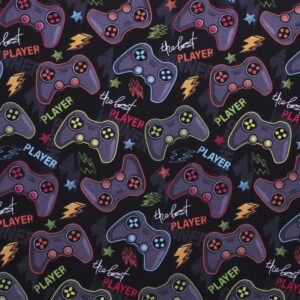 mook fabrics cotton game controller, black cut by the yard