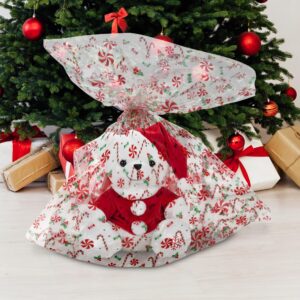 Gift Boutique Plastic Jumbo Christmas Cellophane Basket Bags with Twist Ties Pack of 24 Christmas Cookie Tray Cello Bags for Holiday Goody Party Favor Gift Wrapping Bags 24" x 30"