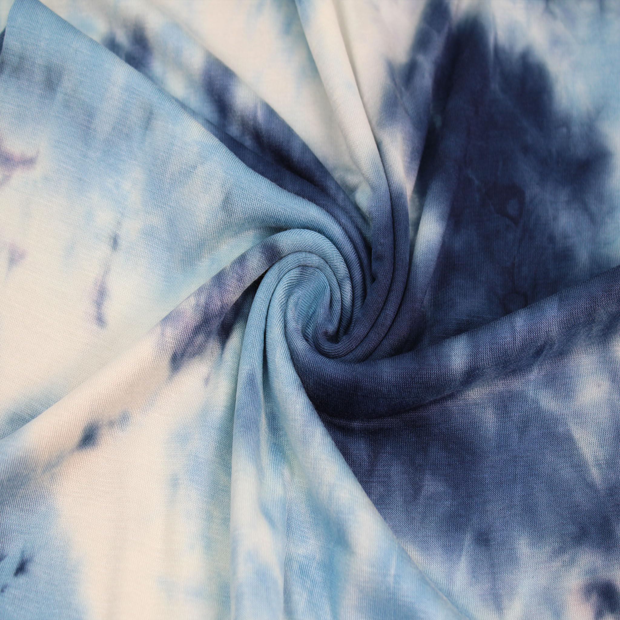 Texco Inc Rayon Jersey Knit 4 Way Stretch/Hand Tie Dye Ombre Pattern/Print/Maternity, Apparel, DIY Fabric, Navy 2 Yards