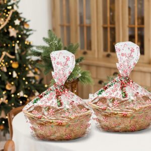 Gift Boutique Plastic Jumbo Christmas Cellophane Basket Bags with Twist Ties Pack of 24 Christmas Cookie Tray Cello Bags for Holiday Goody Party Favor Gift Wrapping Bags 24" x 30"