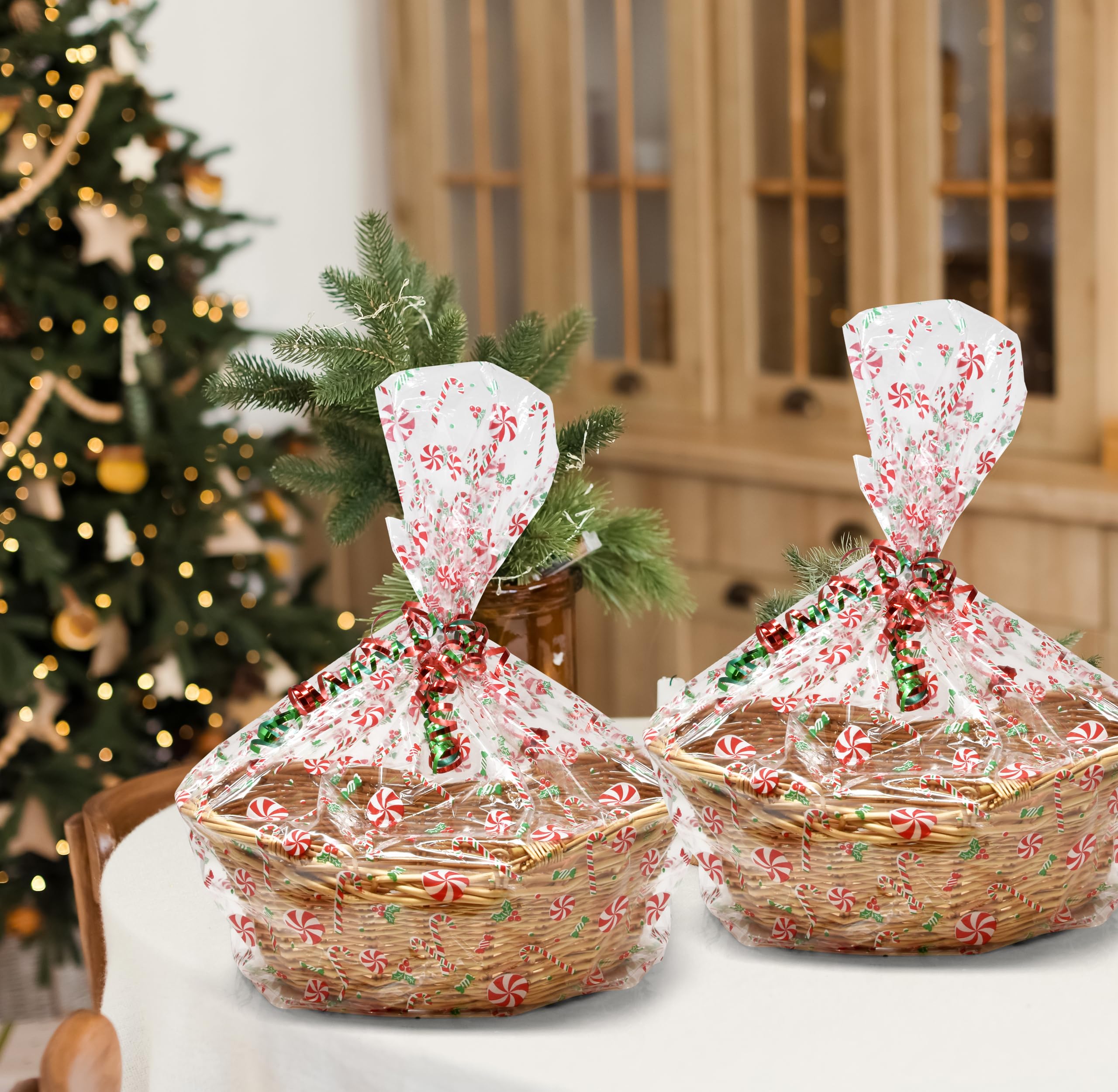 Gift Boutique Plastic Jumbo Christmas Cellophane Basket Bags with Twist Ties Pack of 24 Christmas Cookie Tray Cello Bags for Holiday Goody Party Favor Gift Wrapping Bags 24" x 30"