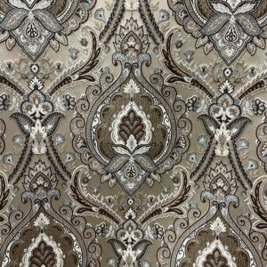 decora furnishings luxurious woven jacquard majestic damask fabric for upholstery, dining chairs, window treatments, crafts - renaissance rococo victorian - 54" width - by the yard (beige/brown)