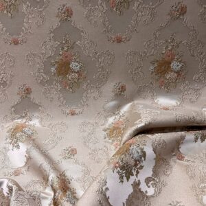 Decora Furnishings Luxurious Woven Jacquard Victorian Floral Damask Design Heavy Fabric for Upholstery Chair Window Treatment Craft - Renaissance Rococo - 54" Width - Fabric by The Yard (Peach)