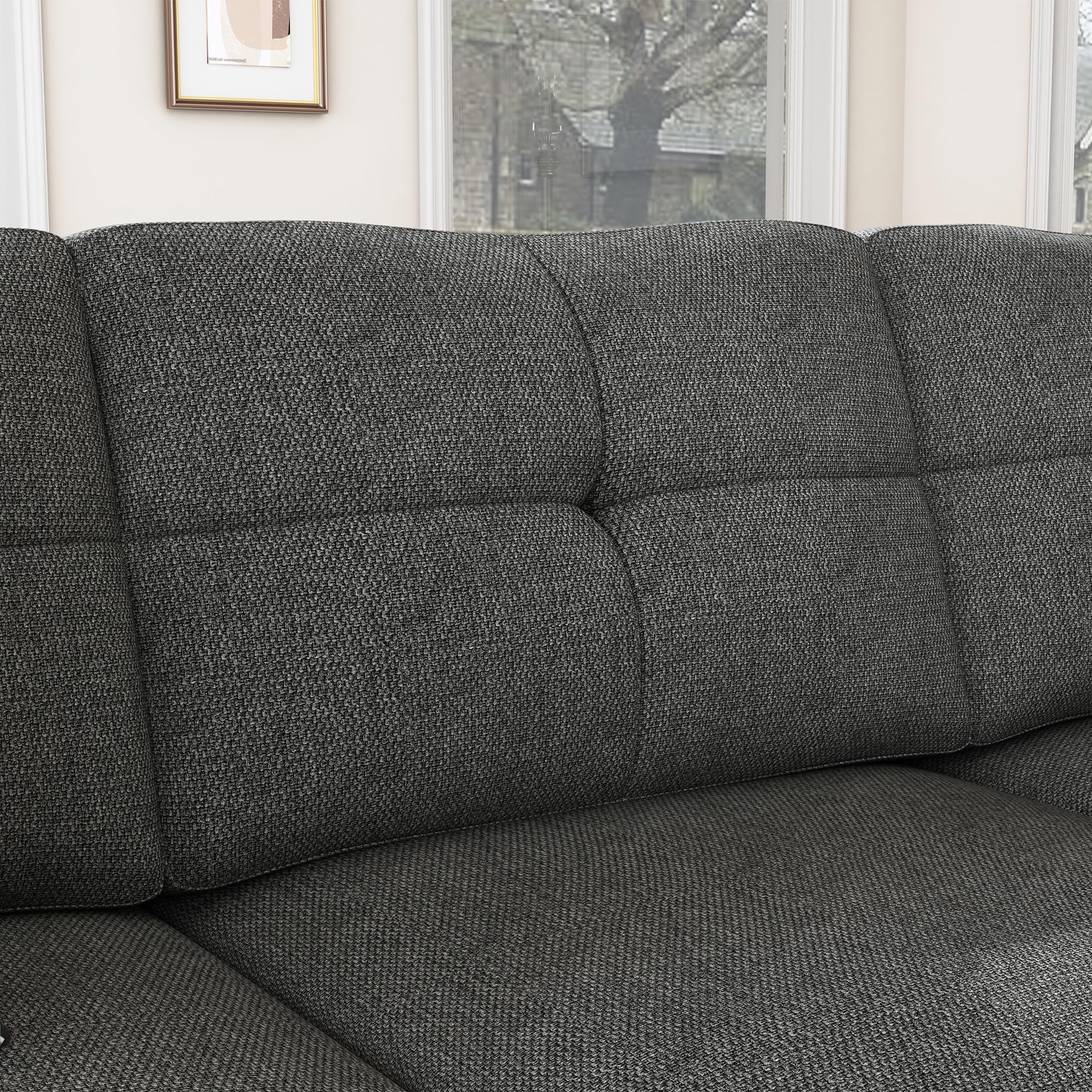 HONBAY Convertible Sectional Sofa L Shaped Couch for Small Apartment Reversible Sectional Couches for Living Room,Dark Grey