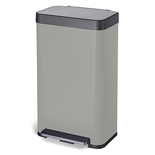 Home Zone Living 18.5 Gallon Large Capacity Kitchen Trash Can, Tall Stainless Steel Liner-Free Body, 70 Liter Capacity, Gray Ocean Fog, Virtuoso Series