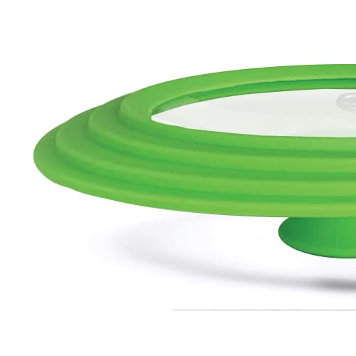 Universal Lid for Pots, Pans and Skillets - Tempered Glass with Heat Resistant Silicone Rim Fits 6", 7" and 8" Diameter Cookware, Lime Green, Replacement Lid for Frying Pan and Cast Iron Skillet