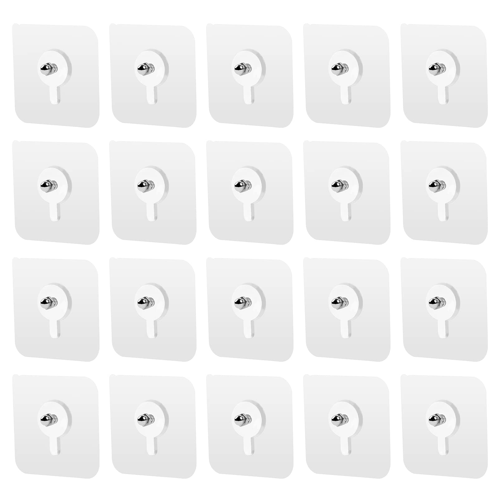 Vin Beauty 20Pcs Self Adhesive Hooks Nails Wall Picture Hangers Without Nails Wall Hooks Reusable Removable Waterproof Transparent Sticky Hooks for Kitchen Bathroom Hooks