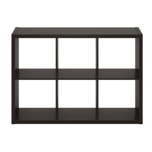 Furinno Cubicle Open Back Decorative Cube Storage Organizer, 6-Cube, Dark Oak