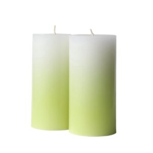 Ombre Gradation Pillar Candles by Modern Candle Design Hand Poured in The USA Set of 2 Unscented (Turquoise, 3 x 6)