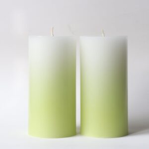 Ombre Gradation Pillar Candles by Modern Candle Design Hand Poured in The USA Set of 2 Unscented (Turquoise, 3 x 6)