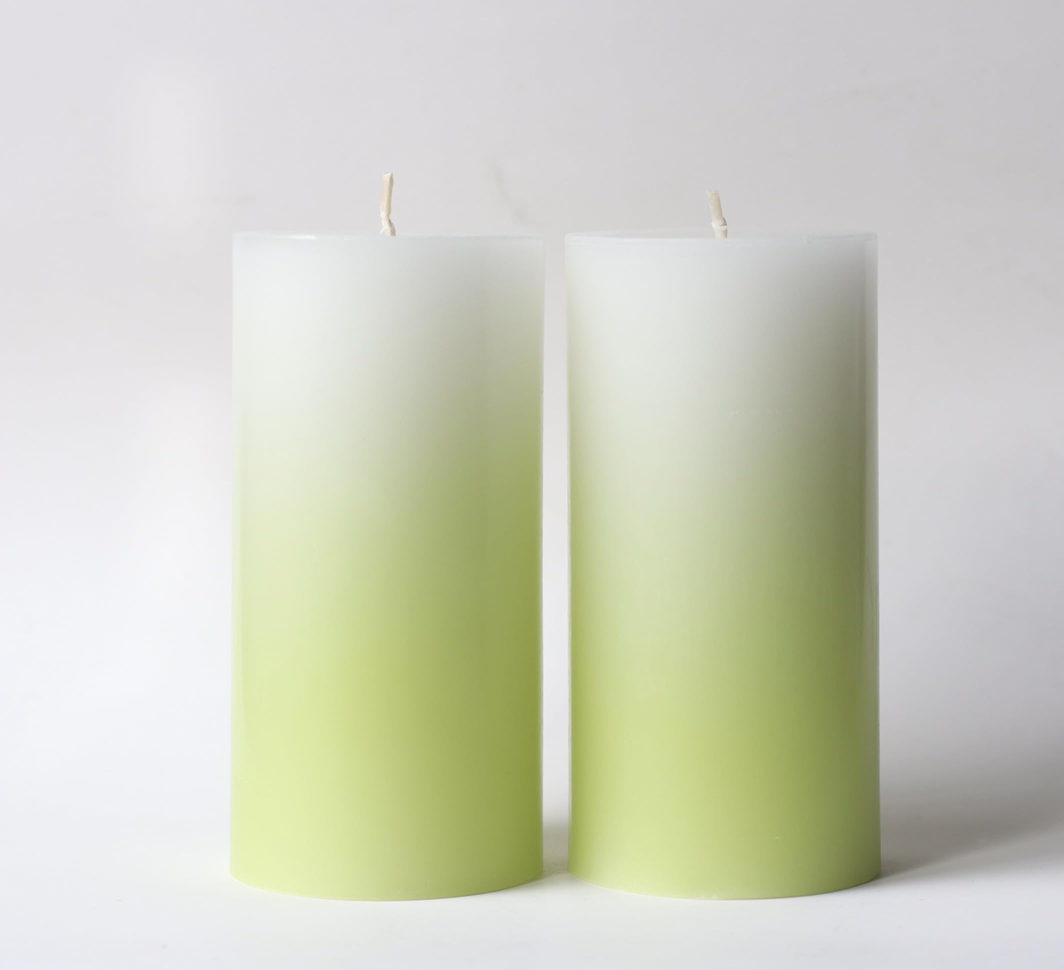 Ombre Gradation Pillar Candles by Modern Candle Design Hand Poured in The USA Set of 2 Unscented (Turquoise, 3 x 6)