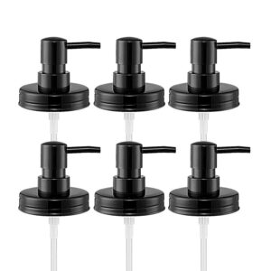 onsogi regular mouth plastic mason jar soap dispenser pumps and lids- rust-proof mason jar accessories rustic farmhouse kitchen counter top bathroom decor and organization - 6 pack