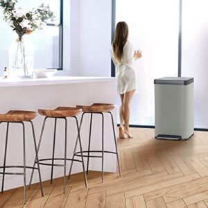 Home Zone Living 18.5 Gallon Large Capacity Kitchen Trash Can, Tall Stainless Steel Liner-Free Body, 70 Liter Capacity, Gray Ocean Fog, Virtuoso Series