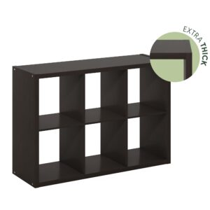 Furinno Cubicle Open Back Decorative Cube Storage Organizer, 6-Cube, Dark Oak